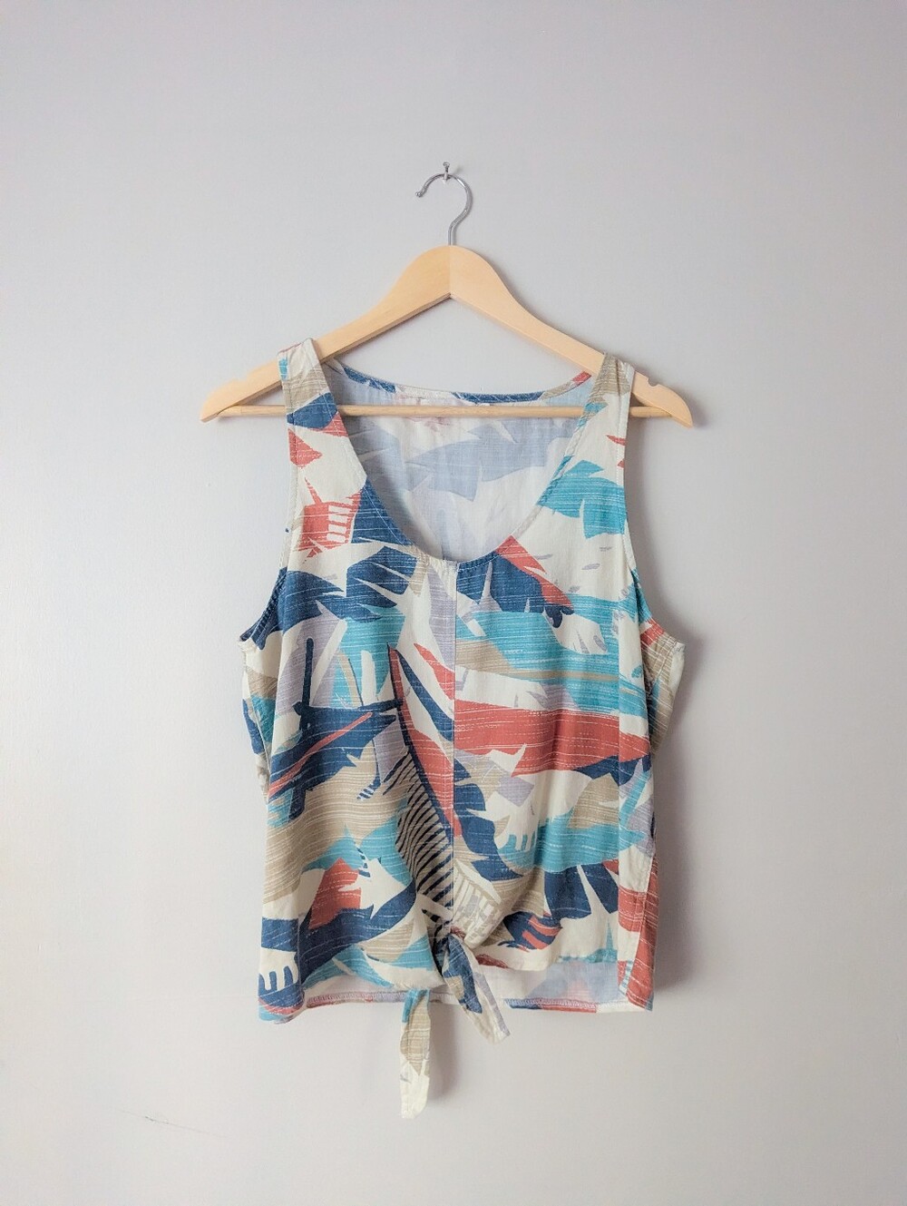 Prana Blue Palm Tree Tie Tank